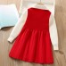 【18M-6Y】Girls Fashionable Fake Two Piece Lapel Sweater Dress