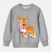 【12M-9Y】Unisex Cotton Stain Resistant Elk Print Long Sleeve Sweatshirt